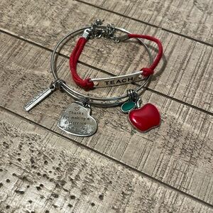 Teacher bangle and red rope bracelet
